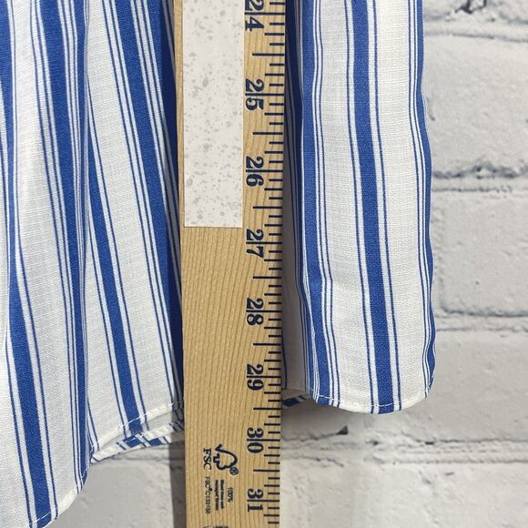 MISA Mini Dress Womens XS Stripe 100% Linen Coastal Coquette Ruffle Beach Resort - Picture 8 of 11